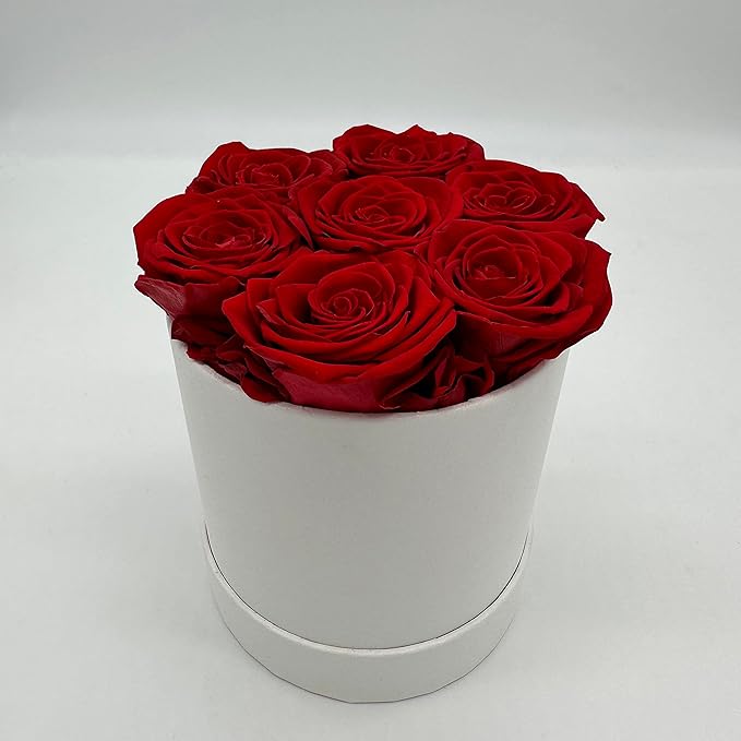 Set Di 4 Rose Conservate In Scatola Nera - Fiori Veri Eterni - Regalo Per Lei